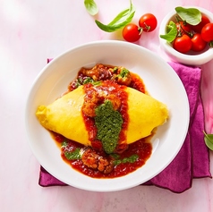 カリフラワーとバジルのトマトガーリックオムライス(ピラフ)/チャーシューチェダーオムライス(中華ピラフ)