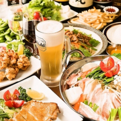 夜はコースで食べ飲み放題！
