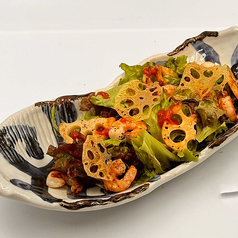 れんこんと海老のサラダ(白味噌ドレッシング)