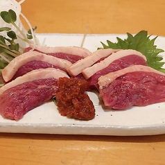 会津名物馬刺し　ふたえご　ひれ　もも肉　レバーなど