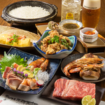 各種宴会に最適！お造りはもちろん、和牛炭火炙りや海鮮炭焼きなども楽しめるコースは6000円(税込)♪