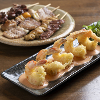 炭火でじっくり焼き上げ！ジューシーな串物と炙り料理♪