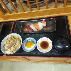 【Dランチ】かつ重と生寿司(握り5ヶ) 1400円(税込)