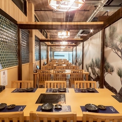 【2階】ちょっとしたお集まり等に最適な、12名様がご利用できるテーブル個室です。隣室とお部屋を結合すると、43名~48名様、49名~最大54名様のお集まりにも対応可能。当店自慢の鍋料理を囲み、お気に入りのお飲み物を片手に「乾杯!」の後は、和やかなご宴会をご満喫ください。