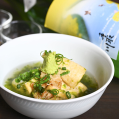 タケノコと豆腐の揚げ出し～あおさ餡～