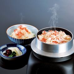 お昼のかに御膳のズワイかに釜飯はかに寿司へ変更可能