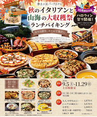 【土日祝のみ】大好評:日帰り★ランチバイキング 90分制※フリードリンク付※
