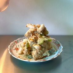 里芋とイカと搾菜のポテサラ