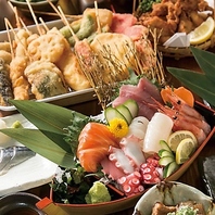 お刺身盛り合わせや揚げ物を堪能贅沢コース◎