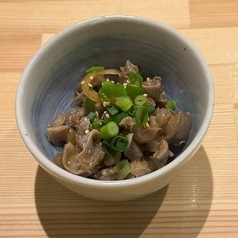 砂ずりのエンガワかぼすポン酢和え