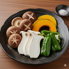 野菜盛合わせ（しいたけ、エリンギ、カボチャ、ピーマン）