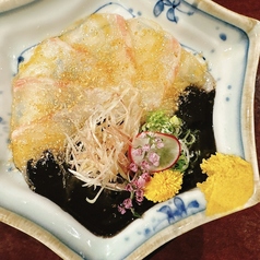 真鯛の丹波黒胡麻だれ刺し
