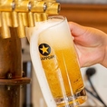 クラフトビールを始め6種類の生ビールを専用サーバーで！毎日の洗浄管理はもちろん、温度管理も徹底して最高の生ビールをお届けしております。