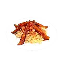 ナスの辛いトマトソースパスタ