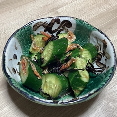 たたききゅうり　もろみ味噌と塩昆布