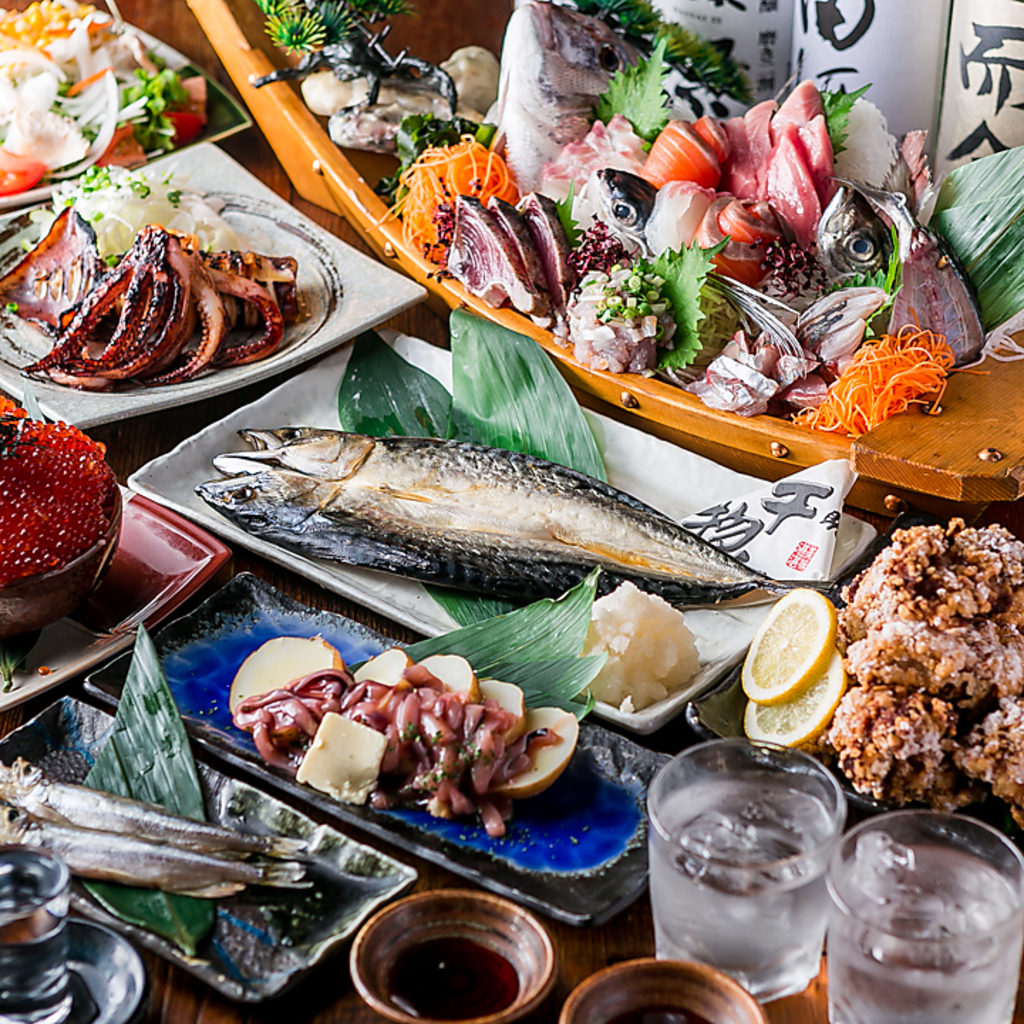 【ご宴会に】3時間飲み放題×豪快厚切りの鮮魚盛りや国産もつ鍋、ボリューム満点の全10品★5000円