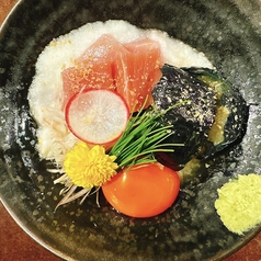 生マグロと茄子揚げ浸し山かけ
