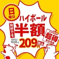 【日曜日特典】飲み好き集まれ♪何杯飲んでも『ハイボール半額』！！