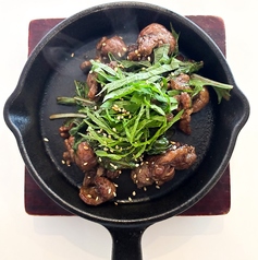 たんゲタと水菜の梅肉炒め