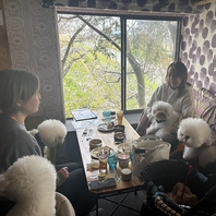 室内ワンチャンOK！桜の見えるソファ席。