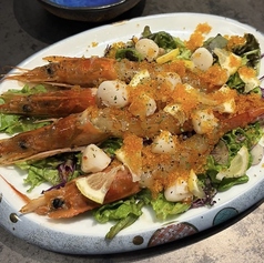 赤海老と貝柱のレモンカルパッチョ
