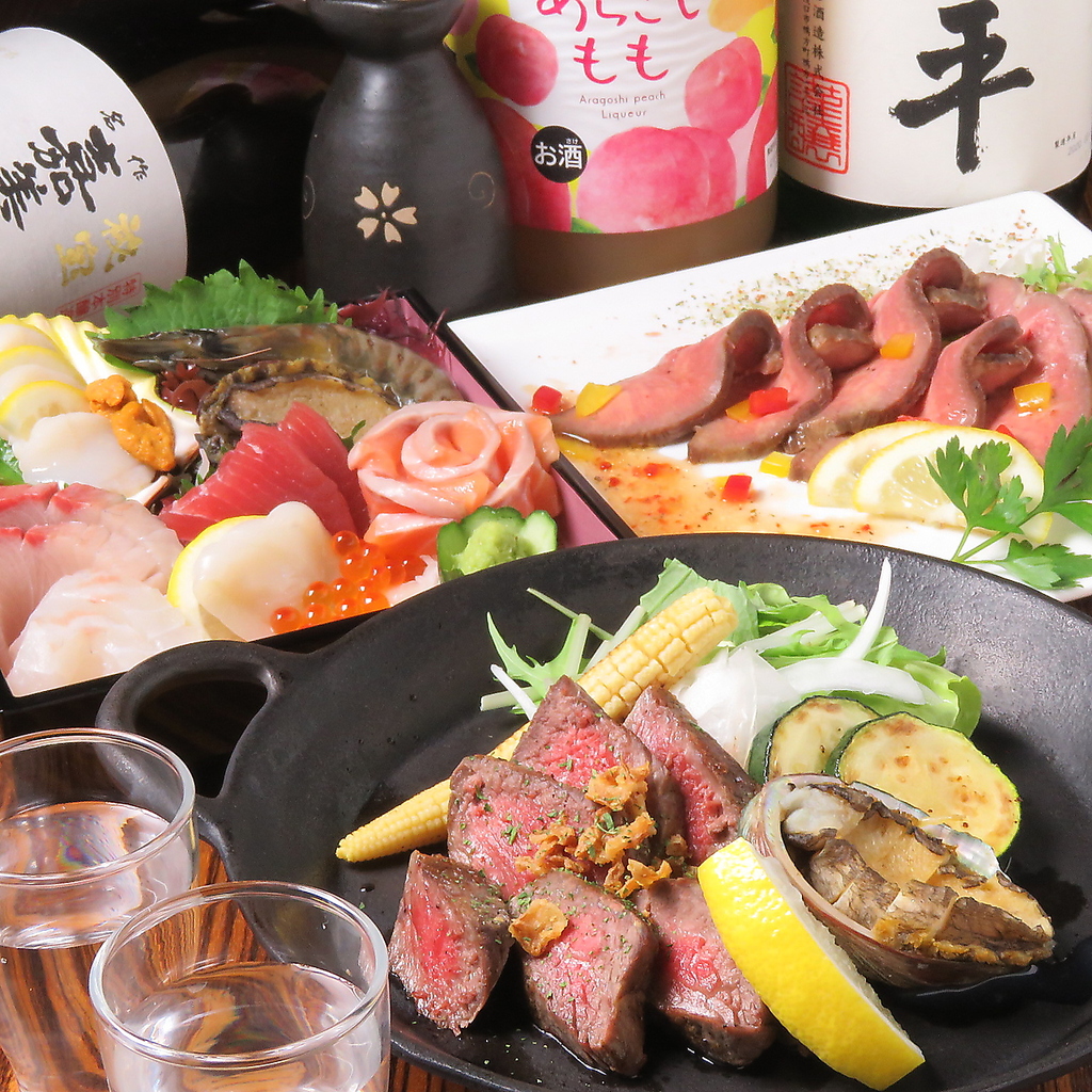 瀬戸内の海の幸、岡山県のブランド牛など豪華な食材を贅沢に使用した、飲み放題付の宴会コースあり◎