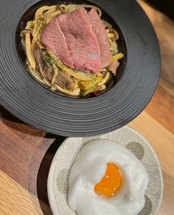 和牛（佐賀牛）すき焼き風 パスタの写真