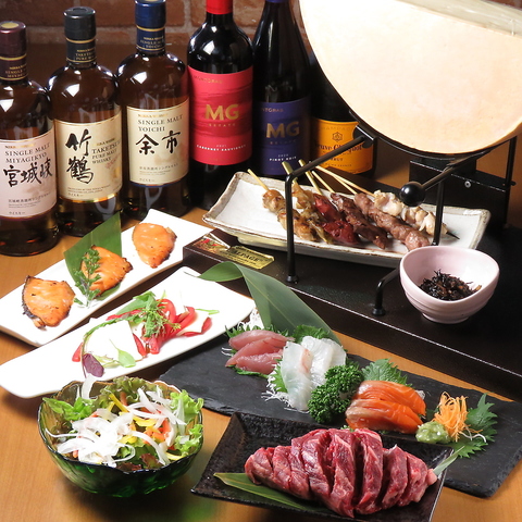 炭焼き料理やチーズ料理と焼酎、日本酒、ウィスキー多数！ノンアルコールカクテル充実