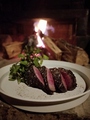 料理メニュー写真 広島産垰下牛 ランプステーキ　薪焼き　‘インカのめざめ’のポテトフリット