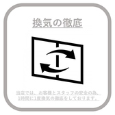 【当店の感染症対策の取り組み３】安心・安全の徹底配慮として、一定時間の換気をしております。