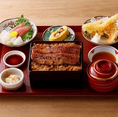 贅沢三点盛り御膳(うまき/刺身/天ぷら)