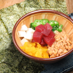 焼海苔に包んで ねばねば海鮮納豆オクラ山芋