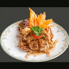 ソフトシェルクラブのにんにく炒め