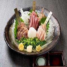 こだわり地鶏の刺身3種盛り