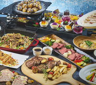 贅沢な食材を自由に選べ、海を眺めながらの楽しい食卓