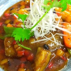 カレイと野菜の中華風オイスターソース煮込み