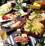 【飲み放題付6000円コース】~天ぷら野菜三種・天ぷら海鮮三種・牛サーロインステーキ等~#居酒屋