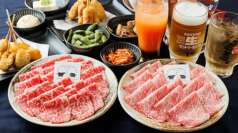 高級黒毛和牛の「薩摩錦」と麦育ちの「南国麦豚」をしゃぶしゃぶ、すき焼きでご提供