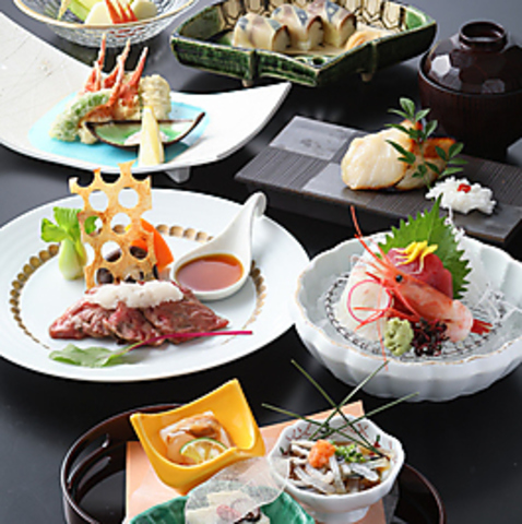 ホテル最上階から望む大阪の景色と、旬の厳選食材で仕立てた本格日本料理の会席を堪能