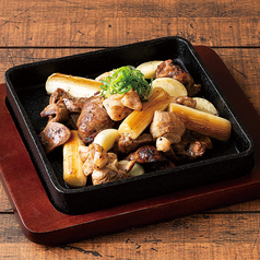 鶏ハツと鶏モモのにんにく焼き