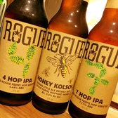 【ローグエール】【Rogue Beer】Honey Kolsch　5％…900円/7　HOP IPA　7.7％…950円（ローグエールズは上質のホップと大麦麦芽、アメリカ北西海岸の地下水と独自のパックマン酵母で醸造されています）