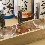 京都の地酒利き酒3種もご用意♪京都の地酒から気になる銘柄をお選びいただき飲み比べいただけます！