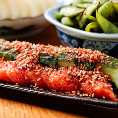 明太かつおのピリ辛胡麻きゅうり