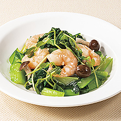 海老と2種青菜のあっさり塩炒め