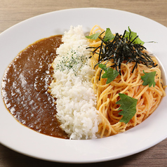 プレーンカレー×明太子スパ