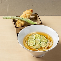 アスパラ天・海老天 すだちぶっかけ(冷)