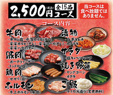【全15品】◆◇2500円コース◇◆　※食べ放題コースではありません