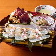 鳴門真鯛と藁焼き鰹の盛り合わせ