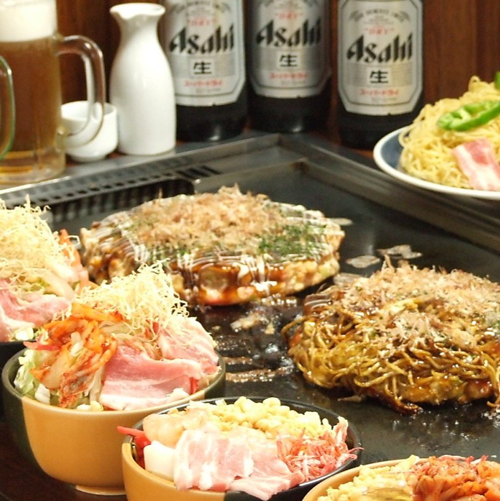 お好み焼きやもんじゃが豊富な楽天家♪その他の単品料理も豊富に取り揃えて下ります♪