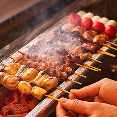 目の前で焼き上げる串焼き